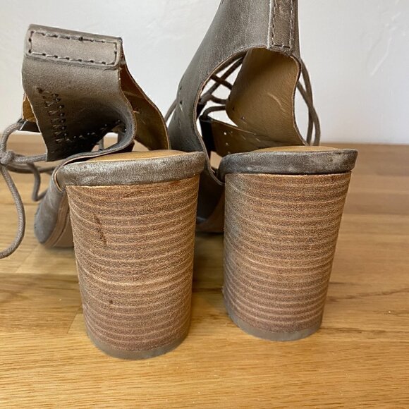 Lucky Brand Tafia Brindle Lace Up Block Heel Sandals - Picture 7 of 12